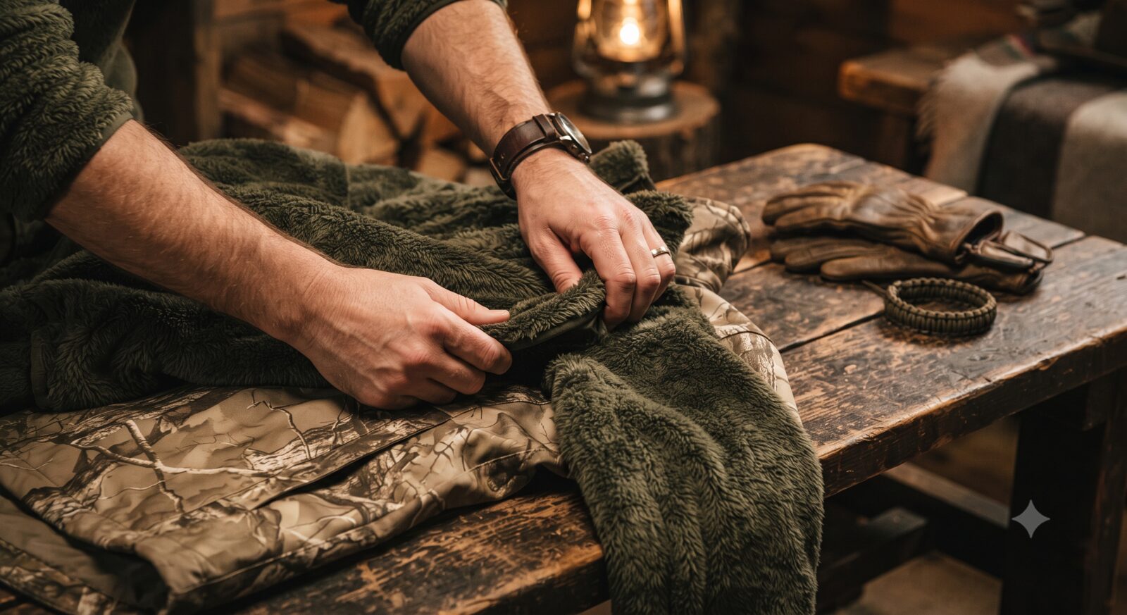 Layering a soft fleece jacket over a synthetic shell to quiet it